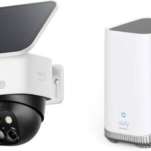 Anker Eufy SoloCam S340（屋外カメラ）+HomeBase S380 【 ソーラー充電 / 360°撮影可能/パンチルト / 460万超高画素 / 3K画質 / 防犯カメラ/デュアルレンズカメラ / 8倍ズーム / ワイヤレス対応/連続給電可能/バッテリー搭載 / 2.4 GHz Wi-Fi / IP65 防水防塵/追加料金不要 】