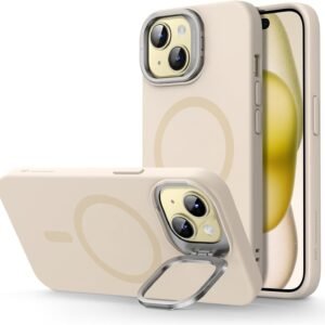 ESR iPhone 15 ケース スタンド付き MagSafe シリコンケース ミリタリーグレードの保護 カメラ隠れスタンド内蔵 iPhone 15用マグネットスマホケース イエロー Cloud Series