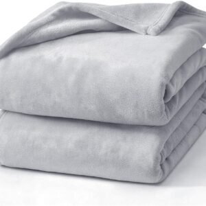 Hansleep 毛布 もうふ ひざ掛け ひざかけ 膝掛け ブランケット ハーフケット マイクロファイバー 柔らかく肌触り 暖かい フランネル 洗える 静電防止 四季適用 (70x100,アイスグレー)