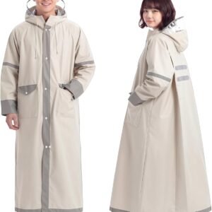 [Kimwood] 【レッドドット受賞 JIS 級防水＆シームレス】レインコート 自転車 5級撥水【激雨対応！強力防水構造】レインコート レディース メンズ リュック対応 超軽量 カッパ ポンチョ ポケット付き ロング丈 通勤通学 防災 アウトドア フェス