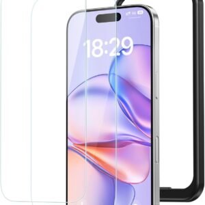 NIMASO ガラスフィルム iPhone 16 pro/iPhone 17 用 強化ガラス 保護フィルム 黒縁なし ガイド枠付き 指紋防止 高透過率 衝撃吸収 2枚セット アイフォン16 プロ/アイフォン17（6.3インチ）対応 DSP24I1530