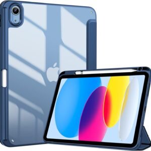 ProCase iPad 11世代/10世代 ケース iPad（A16）11インチ 2025/10.9インチ 2022通用 A2696 A2757 A2777 ペン収納 耐衝撃 三つ折り スタンド スマートカバー（ネイビー）