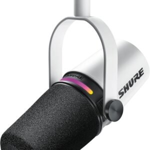 SHURE シュア MV7+ ポッドキャストマイクロホン ホワイト MV7+-W : OBS 認証 ダイナミックマイク カーディオイド 単一指向性 USB-C XLR 有線 ノイズ除去 配信 ストリーミング YouTube 録音 レコーディング 音楽 実況 ゲーム ゲーミング ボーカル DTM 宅録 テレワーク iOS Android Mac Windows対応 【国内正規品/メーカー保証2年】