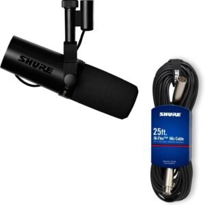 SHURE ダイナミックマイク SM7dB プリアンプ搭載 【国内正規品/メーカー保証2年】 + SHURE マイクケーブル C25J 【国内正規品】 ストリーミング 配信 ボイパ ボイスパーカッション YouTube 音声 音楽 演奏 録音 レコーディング 実況 ゲーム ゲーミング ポッドキャスト ボーカル DTM 宅録 在宅 テレワーク