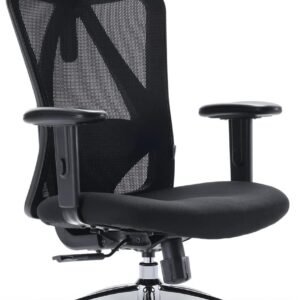 SIHOO オフィスチェア 静音キャスター付き デスクチェア 人間工学 ハイバック パソコンチェア S字立体背もたれ テレワーク 疲れない椅子 可動式アームレスト メッシュチェア (グロスブラック)