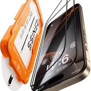Zeniss iPhone 16 Pro ガラスフィルムに適合する 【米軍規格航空材料&革新的なガイド枠】2枚セット 16 Pro 保護フィルム 耐衝撃·硬度10H 全面保護 気泡レス 自動吸着 貼りやすい アイフォン16 プロ フィルム 超鮮明な画質 高光沢 ブルーライトカット 目に優しい 携帯フィルム 指紋防止 飛散防止 スクラッチ防止 スマホフィルム 強化ガラス 極細黒縁あり 6.3インチ