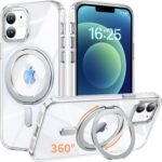 iPhone 11 用 ケース Magsafe対応 360°回転スタンド アイフォン11 携帯ケース リング マグネット ワイヤレス充電 縦横多角度 対応 カバー Uovon アイホン11 スマホケース 車載ホルダー ストラップ穴付き 透明 指紋防止 黄变防止 金属ボタン 米軍MIL規格 ・ クリア