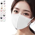 [jphanamori] マスク 立体 不織布 バイカラー おしゃれ ホワイト 3D4層53枚A（丸顔）