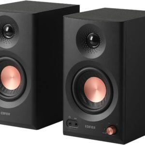 「VGP2025受賞」Edifier MR3 スタジオモニタースピーカー 36W Bluetooth 5.4 ルーム補正 ハイレゾ 専用アプリ TRSバランス/RCA/AUX入力 3.5mm/ヘッドホン端子出力 52Hz-40kHz スタジオ/作曲/音楽/映画鑑賞用 MDF製 音質高 黒