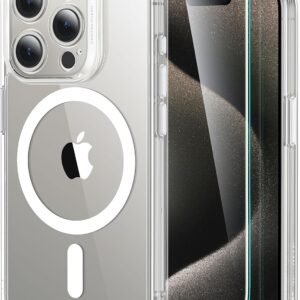 【4 in 1セット！保護フィルム付き】ESR iPhone 15 Pro Max ケース Magsafe対応 半透明 マットケース 画面 保護フィルム付き 米軍MIL規格 耐衝撃 傷防止 いphone15pro max ケース ストラップホール付き Classicシリーズ（クリア_フロストホワイト）