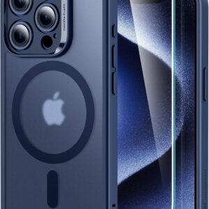 【4in 1セット！保護フィルム付き】ESR iPhone 15 Pro Max ケース Magsafe対応 半透明 マットケース 画面 保護フィルム付き 米軍MIL規格 耐衝撃 傷防止 いphone15pro max ケース ストラップホール付き Classicシリーズ（クリア_フロストブルー）