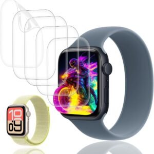 【5枚セット】 対応 Apple Watch Series SE 3 40mm フィルム 【日本旭硝子製】 用 アップルウォッチ series se3 40mm 保護フィルム 柔らかい ケース カバー 耐衝撃 飛散防止 指紋防止 全面保護 極薄 高透過率 高感度タッチ 3D曲面 簡単貼り付け 対応 Series se 3 保護フィルム