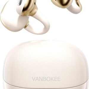 【VANBOKEE】 H15 イヤーカフ型 イヤホン Bluetooth ワイヤレスイヤホン オープンイヤー 重低音 防漏音 最大34時間駆動 急速充電対応 軽量 人間工学設計 防漏音 オフィス/通勤/スポーツ/プレゼント（ベージュ）
