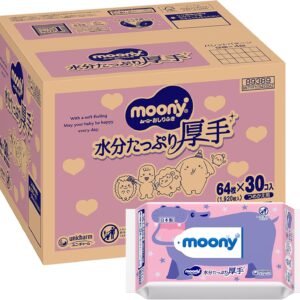 【おしりふき】ムーニー おしりふき やわらか厚手素材 純水99% 詰替 1800枚(60枚入×30)無添加(アルコール・香料・パラベン不使用)日本製 [ケース品]【Amazon.co.jp限定】