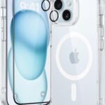 【ケース+フィルム セット！レンズ保護】ESR iPhone 15 Plus ケース セット 強化ガラスフィルム1枚 レンズフィルム1組 いphone15plus スマホケース 米軍MIL規格 耐衝撃 Magsafe 黄ばみにくい ワイヤレス充電対応 Classicシリーズ（クリア）