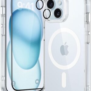 【ケース+フィルム セット！レンズ保護】ESR iPhone 15 Plus ケース セット 強化ガラスフィルム1枚 レンズフィルム1組 いphone15plus スマホケース 米軍MIL規格 耐衝撃 Magsafe 黄ばみにくい ワイヤレス充電対応 Classicシリーズ（クリア）