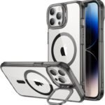 【レンズスタンド内蔵】ESR iPhone14promax ケース MagSafe 対応 3WAY置き 角度調整可能 いphone14pro max ケース 米軍MIL規格 耐衝撃 傷防止 ストラップホール付き 14 pro max ケース カメラリング アイフォン14promax 用 スマホケース Classicシリーズ（クリア_ブラック）