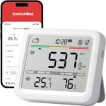 【冬の換気・乾燥対策】SwitchBot CO2センサー 二酸化炭素濃度計 温湿度計 アラーム - スイッチボット デジタル 大画面 高精度 CO2測定器 快適指数 天気予報 時計 卓上 カレンダー スマホ連動 アラート通知 グラフ記録 スマートホーム Alexa Google Home Siriに対応