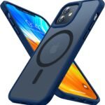 【米軍規格・MagSafe対応】TORRAS iPhone 12/12Pro 用 ケース 半透明 マグネット搭載 耐衝撃 マット感 黄ばみなし ストラップホール付き マグセーフ対応 ワイアレス充電対応 Guardian-Mag ブルー