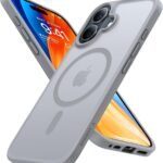 【米軍進化・Magsafe対応】TORRAS iPhone 16 用 ケース 耐衝撃 マグネット搭載 ワイヤレス対応 半透明 マット 黄ばみなし ストラップホール付き アイフォン 16 用 カバー 6.1インチ チタングレー