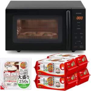 【電子レンジ＋国産パックご飯セット】アイリスオーヤマ レンジ 18L フラットテーブル 単機能 全国対応 ヘルツフリー 仕上がり調整 PMG-F188-B ブラック＋パックご飯 250g 国産米 100% 24パック