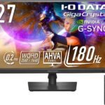 アイ・オー・データ IODATA ゲーミングモニター 27インチ GigaCrysta WQHD 180Hz AHVAパネル ブラック(HDMI×2/DisplayPort/VESA対応/高さ調整/縦横回転/土日サポート/日本メーカー) EX-GDQ271JA