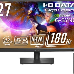 アイ・オー・データ IODATA ゲーミングモニター 27インチ GigaCrysta WQHD 180Hz AHVAパネル ブラック(HDMI×2/DisplayPort/VESA対応/高さ調整/縦横回転/土日サポート/日本メーカー) EX-GDQ271JA