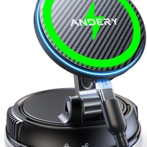 スマホホルダー 車 ワイヤレス充電 マグネット【15W急速充電+真空吸盤の最強コンビ】安定性拔群 車 スマホスタンド【超強磁力】24×N55磁石 Mag-safe 車載 【360°回転な台座×多角度自由調節】カー用品 車載スマホホルダー LEDライト マグセーフ 車載 充電器 片手操作 1秒で着脱 車用品 携帯ホルダー 折りたたみ式 高級合金素材 iPhone&Android多機種と多車種が対応