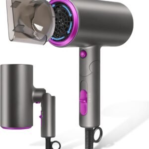 ドライヤー【2026年進化モデル】大風量 速乾 超軽量 折り畳み式 携帯ドライヤー マイナスイオン 3段階風量 小型 ノズル付き 過熱防止機能あり 家庭用/サロン用/旅行用 PSE認証済み (Dark Gray)