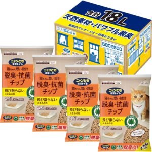 ニャンとも清潔トイレ 猫砂 [天然素材 パワフル脱臭] 脱臭・抗菌チップ 大きめの粒 4.5L×4個 システムトイレ 猫用 消臭 [Amazon.co.jp限定] (ケース販売)