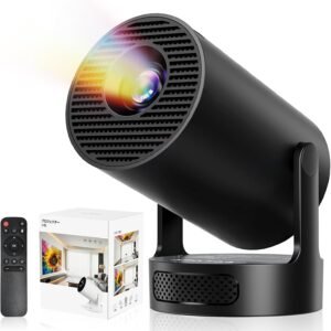 プロジェクター 家庭用 超小型 【2026アップグレード版Android TV14.0搭載＆388g史上最軽＆HiFi外部スピーカー】30000LM 1080P 4K対応 270°回転 短距離 天井投影 高輝度 Wi-Fi6 大画面 自動台形補正 軽量Bluetooth5.4 IOS/Android/パソコン/DVD/PS機/SWITCH接続可 日本語取扱説明書 ブラック