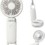 リズム(RHYTHM) ハンディファン 2025 大風量 静音 3WAY (手持ち 首掛け 卓上) [国内メーカー] 風量5段階 Type-C対応 カラビナ＆ストラップ付き 小型 携帯扇風機 Silky Wind Mobile 3.2 ライトグレー (オフホワイト) 9ZF040RH08