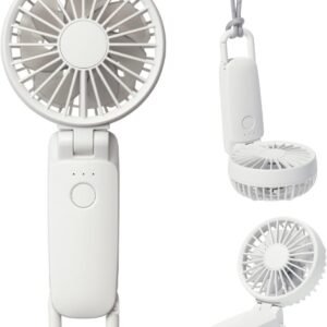 リズム(RHYTHM) ハンディファン 2025 大風量 静音 3WAY (手持ち 首掛け 卓上) [国内メーカー] 風量5段階 Type-C対応 カラビナ＆ストラップ付き 小型 携帯扇風機 Silky Wind Mobile 3.2 ライトグレー (オフホワイト) 9ZF040RH08