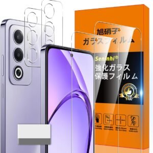 対応 OPPO A3 5G ガラスフィルム OPPOA3 5G 指紋防止 【2* フィルム + 2* レンズ保護フィルム+ 1*クリーニングツール】国産旭硝子材質 薄型 強化ガラス OPPO A3 5G 保護フィルム 高光沢 OPPOA3 5G 液晶 ケース 9H硬度 厚さ0.26mm超薄型 高透過率 気泡なし ラウンドエッジ加工 簡単貼り付け 3D Touch対応 SENXLL-A3G05