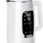 電気ケトル 1.5L【除塩素機能・温度調節±1℃・長時間保温】1000W急速沸騰 304ステンレス製 二重構造防焼け 空焚き防止 LEDディスプレイ 簡単操作 お手入れ簡単 PSE認証 温水/コーヒー/お茶/調乳対応 電気ポット兼用（ホワイト）