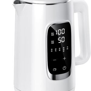 電気ケトル 1.5L【除塩素機能・温度調節±1℃・長時間保温】1000W急速沸騰 304ステンレス製 二重構造防焼け 空焚き防止 LEDディスプレイ 簡単操作 お手入れ簡単 PSE認証 温水/コーヒー/お茶/調乳対応 電気ポット兼用（ホワイト）