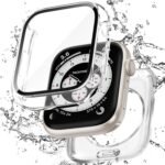 【フルカバー保護】Puptoya アップルウォッチ 防水 カバー Apple Watch Series 6 5 4 SE3 SE2 対応 40mm ケース 2 in 1 前後の保護 PC+ガラス素材 高透過率 装着簡単 脱落しやすい 耐衝撃 iWatch 40mm クリア