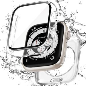 【フルカバー保護】Puptoya アップルウォッチ 防水 カバー Apple Watch Series 6 5 4 SE3 SE2 対応 40mm ケース 2 in 1 前後の保護 PC+ガラス素材 高透過率 装着簡単 脱落しやすい 耐衝撃 iWatch 40mm クリア