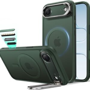 【デザイン受賞シリーズ！】ESR iPhone Air ケース MagSafe対応 3倍米軍MIL規格 カメラコントロールカバー 隠れスタンド 調整可能 2層構造カメラ保護 ワイヤレス充電 エアガードコーナー 耐衝撃 傷防止 軽量 マグネットスマホケース 高耐久性 Qi2.2対応 最大25W高速充電 iPhone Airケース phoneAir用Classicシリーズ フロストグリーン