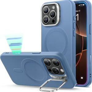【デザイン受賞シリーズ！】ESR iPhone 16 Pro ケース カメラコントロール スタンド付きシリコンケース 米軍MIL規格の保護 隠れスタンド いPhone16Pro ケース 対応 アイフォン 16 プロ マグネットスマホケース Cloudシリーズ ウインターブルー