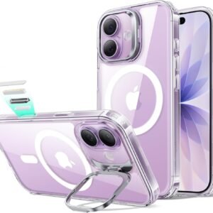 【デザイン受賞シリーズ！】ESR iPhone 17 ケース MagSafe対応 3倍米軍MIL規格 カメラボタン付き 隠しスタンド 調整可能 ワイヤレス充電 エアガードコーナー 耐衝撃 傷防止 軽量 マグネットスマホケース 高耐久性 Qi2.2対応 最大25W高速充電 いphone17ケース アイフォン17専用Classicシリーズ(クリア)