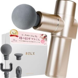 RELX 【整体院長監修】 筋膜リリースガン トータルボディケア MINI (日本企業企画) 超軽量320g 20段階強力振動 筋膜 リリースガン ボディケア ハンディガン 静音 4種類アタッチメント プレゼント 母の日 ギフト シャンパンゴールド