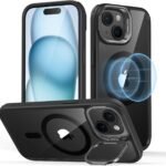 【デザイン受賞シリーズ！】ESR iPhone 15 ケース 隠れスタンド 調整可能 ワイヤレス充電 耐黄変 米軍MIL規格 耐衝撃 傷に強い背面 指紋防止 iPhone15 ケース あいふおん15対応 高耐久 傷防止 軽量 iPhone15用 磁気スマホケース クリア_ブラック Classicシリーズ