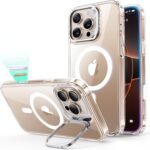 【デザイン受賞シリーズ！】ESR iPhone16Pro ケース カメラコントロール Magsafe対応 いPhone16Pro ケース 米軍MIL規格取得 耐黄変 耐衝撃 隠れスタンド iPhone 16 Pro対応 スマホケース 傷防止背面 あいふぉん16Pro Classicシリーズ クリア