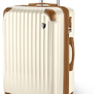 [New Trip] スーツケース キャリーケース 拡張機能付き 機内持ち込み 軽量 大型 S/M/Lサイズ キャリーバッグ 耐衝撃 大容量 ファスナータイプ 静音 ダブルキャスター TSAロック 海外 旅行 ビジネス 出張 (アイボリー、Lサイズ：7泊～長期旅行/95L)