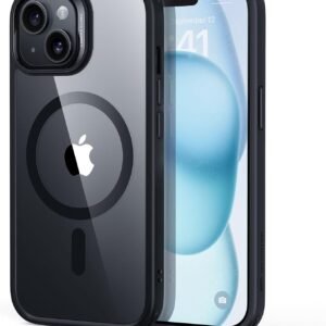 【米軍MIL規格・Magsafe対応】ESR iPhone 15 ケース ワイヤレス充電対応 耐黄変 耐衝撃 ストラップホール付き エアガードコーナーiPhone15 ケース 傷に強い背面 傷防止 指紋防止 滑り止め あいふおん15対応 磁気スマホケース Classicシリーズ クリア_ブラック