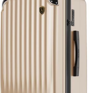[New Trip] スーツケース 大容量 キャリーケース 大型 スクエア型 5輪キャスター 海外旅行 長期旅行 キャリーバック 直方体に近いフォルム Lサイズ 7泊～長期 105リットル シャンペンゴールド色