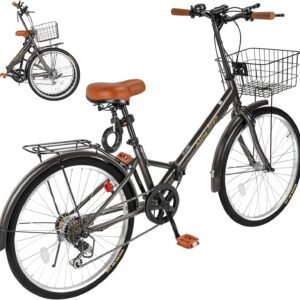 Mixiu 折りたたみ自転車 シマノ7段変速 高炭素鋼フレーム 折り畳み自転車 20インチ/24インチ 厚めのサドル リアキャリア・カゴ・ライト・ワイヤーロック・空気入れ付き 軽量 自転車 通勤 通学 街乗り 男女兼用