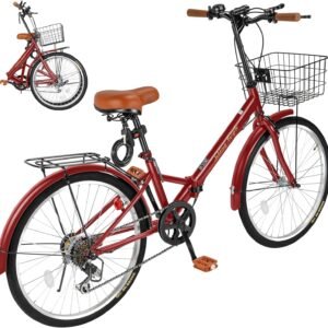 Mixiu 折りたたみ自転車 シマノ7段変速 高炭素鋼フレーム 折り畳み自転車 20インチ/24インチ 厚めのサドル リアキャリア・カゴ・ライト・ワイヤーロック・空気入れ付き 軽量 自転車 通勤 通学 街乗り 男女兼用