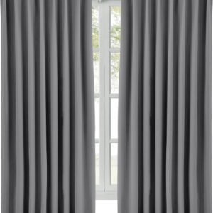 Hansleep カーテン 1級遮光 グレー 幅150cm×丈135cm 2枚組 断熱 防寒 防音 省エネ 厚手 無地 おしゃれ 洗える 寝室 リビング用 (グレー, 幅150cm×丈135cm)